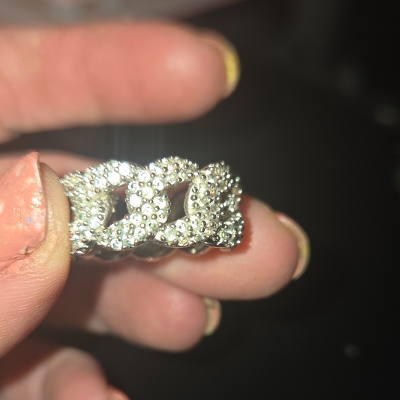 Swarovski Crystal Embedded Dazzling Sterling Silver Ring Sz. 8 - Picture 4 of 5